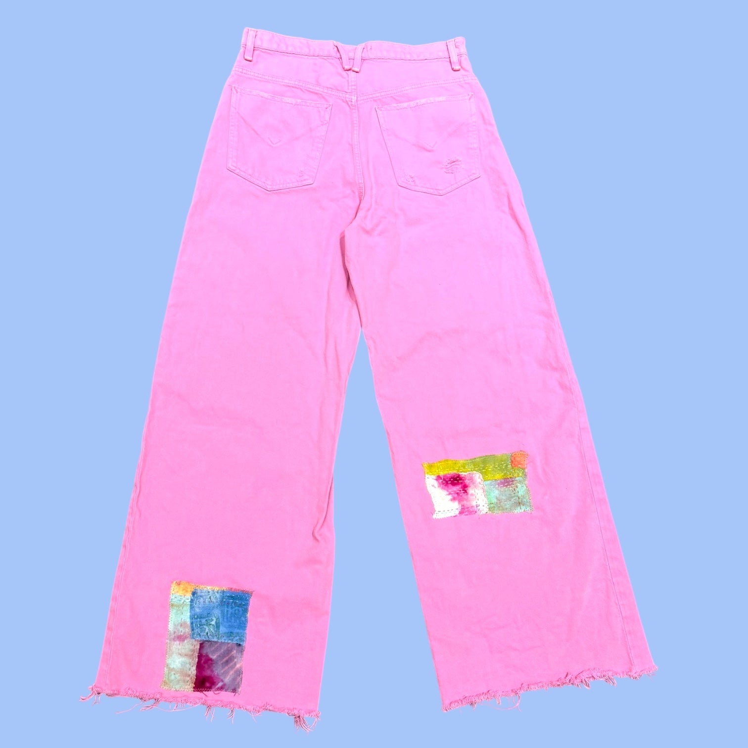 Patchwork Button Pink Jeans