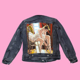 Ballerina Needlepoint Levis Jean Jacket S Black