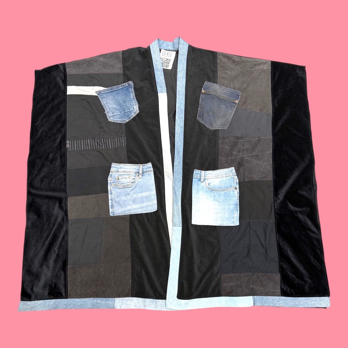 Black & Denim Poncho
