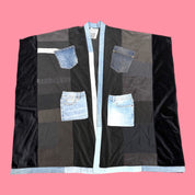 Black & Denim Poncho