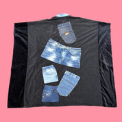 Black & Denim Poncho
