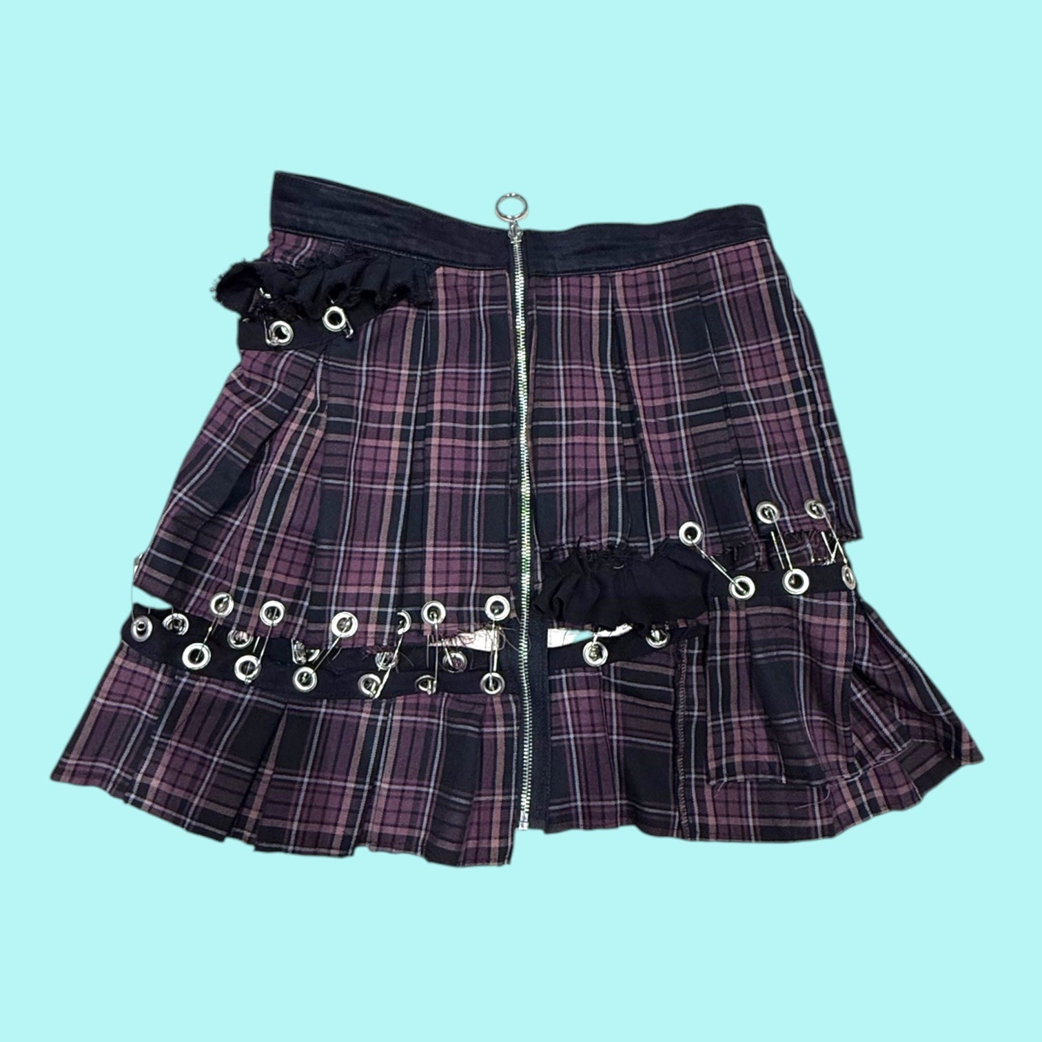 Purple Plaid Rivet Skirt 