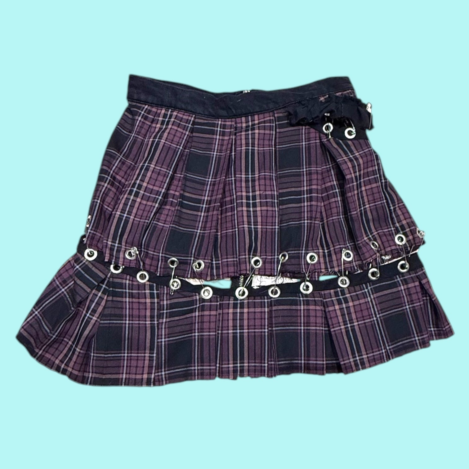 Purple Plaid Rivet Skirt 