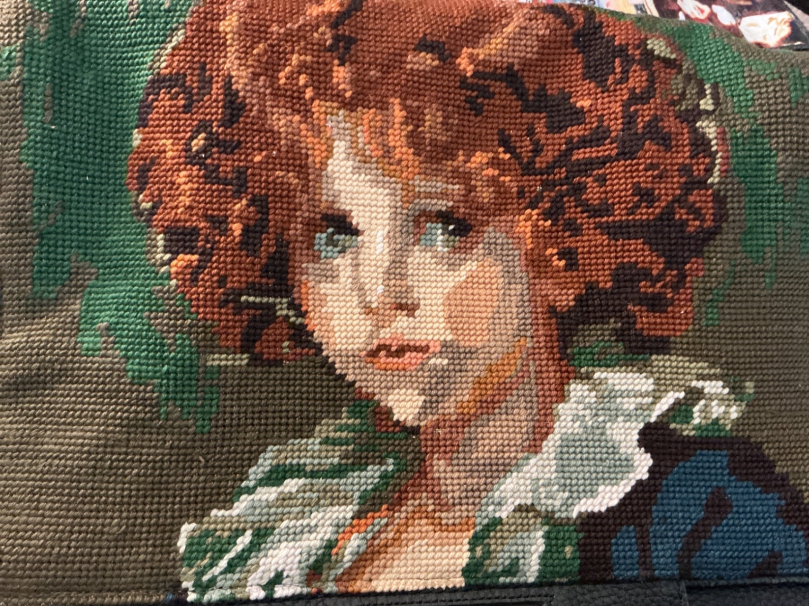 Messenger Bag w/ Jean-Baptiste Greuze Needlepoint