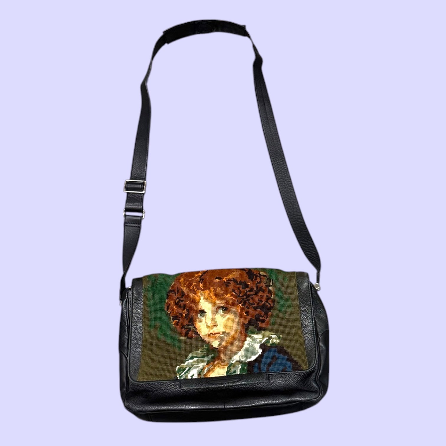 Messenger Bag w/ Jean-Baptiste Greuze Needlepoint
