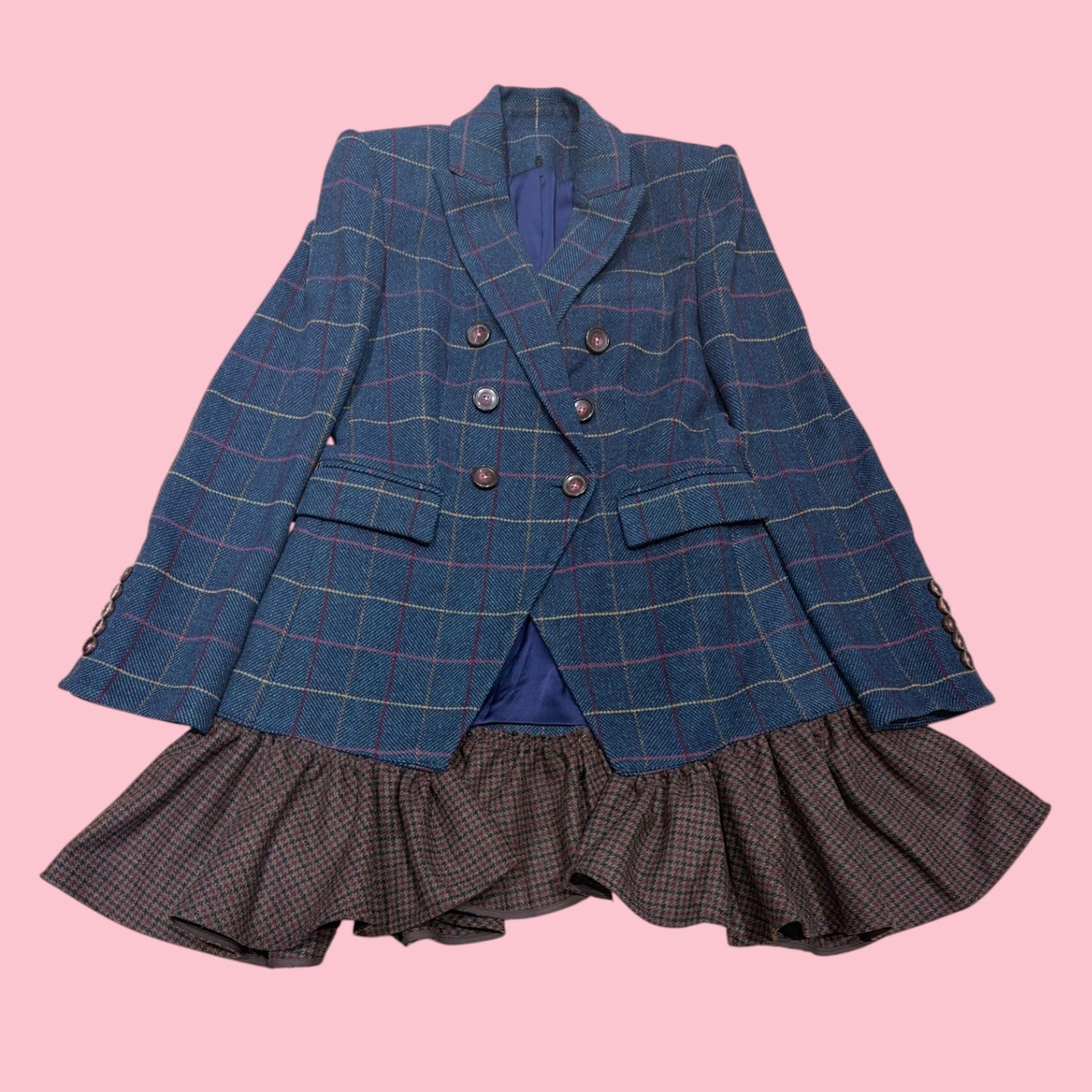 Ruffle Plaid Blazer