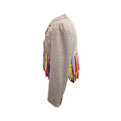 Cropped Blazer with T-Shirt Strip Fringe