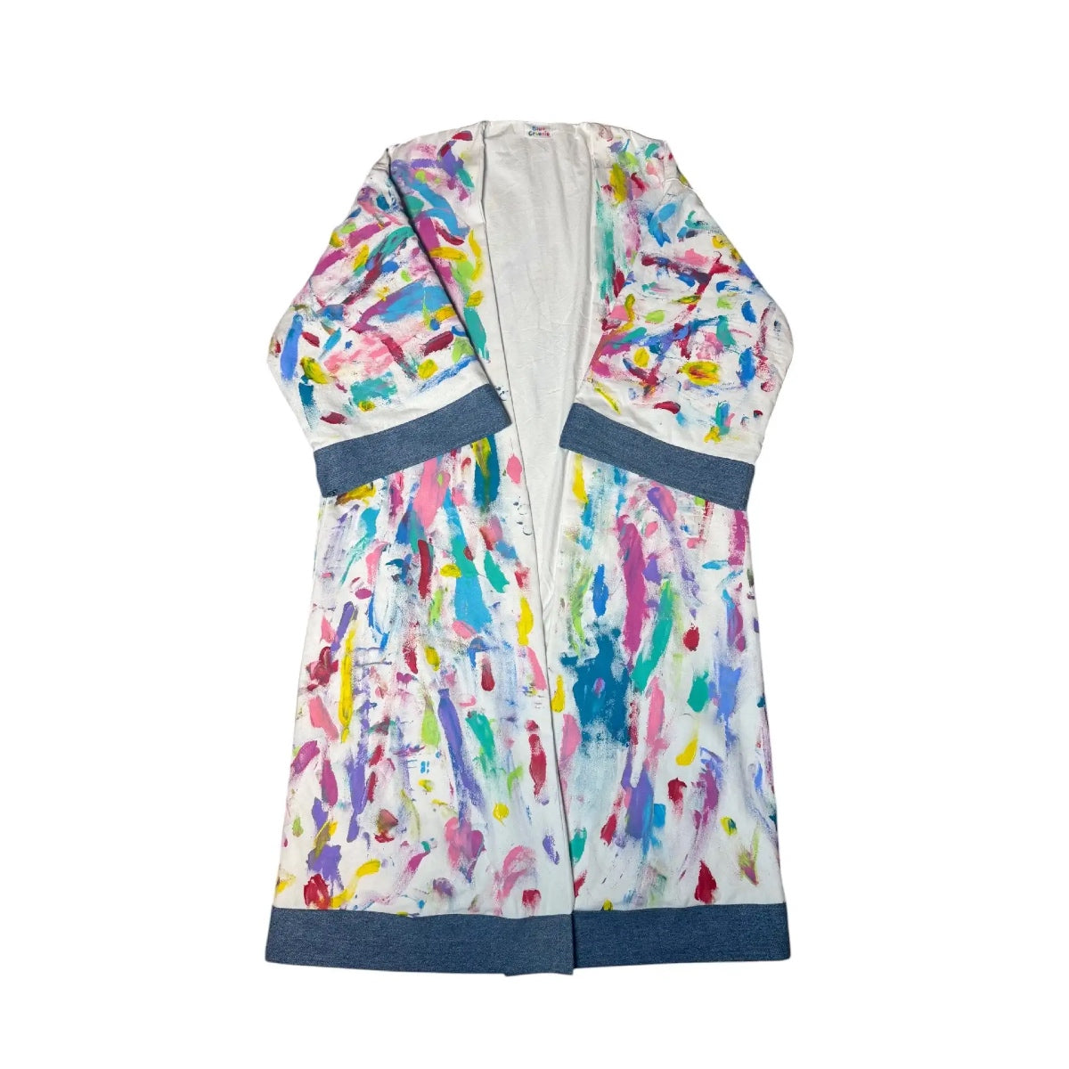 Painted Coat with Denim Trim