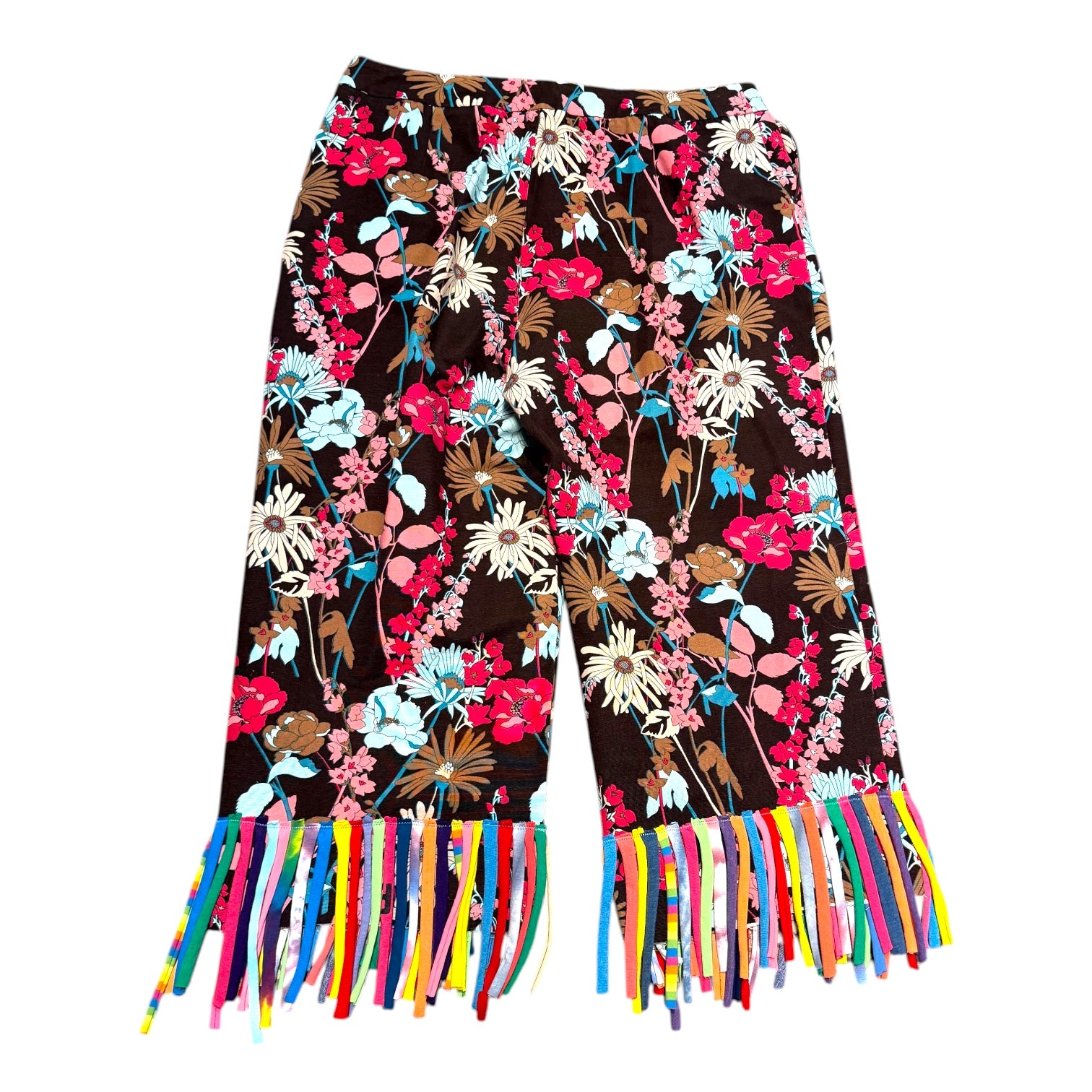 Floral Pants with T-Shirt Strip Fringe