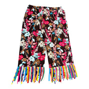 Floral Pants with T-Shirt Strip Fringe