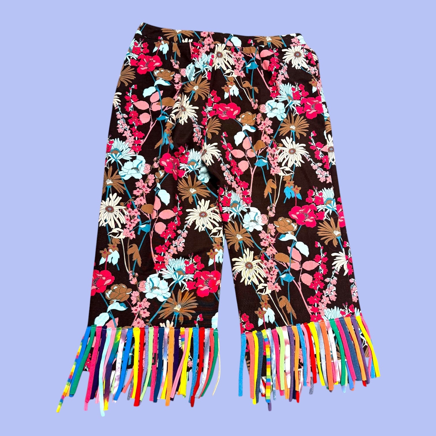 Floral Pants with T-Shirt Strip Fringe