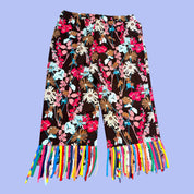 Floral Pants with T-Shirt Strip Fringe
