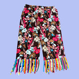 Floral Pants with T-Shirt Strip Fringe