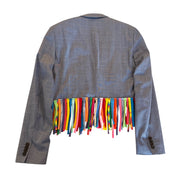 T-shirt Strip Fringe Blazer