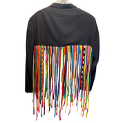 Cropped Blazer with T-shirt Strip Fringe