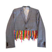 T-shirt Strip Fringe Blazer