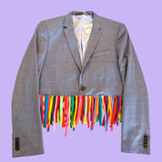 T-shirt Strip Fringe Blazer