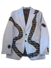 Do the Right Thing Blue Blazer with Black Paint