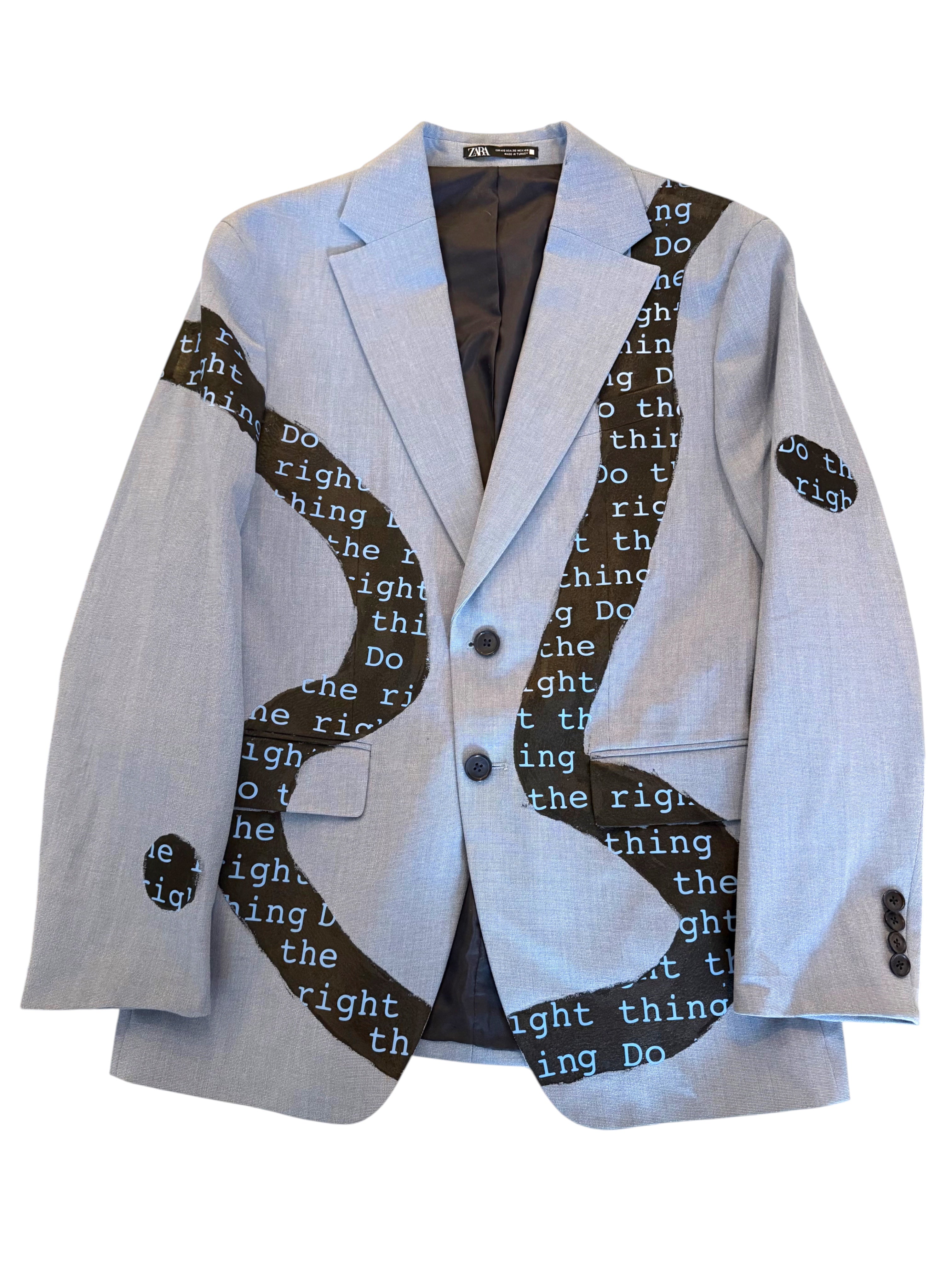 Do the Right Thing Blue Blazer with Black Paint