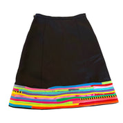 T-Shirt Strip and Denim Hamsa Mini Skirt