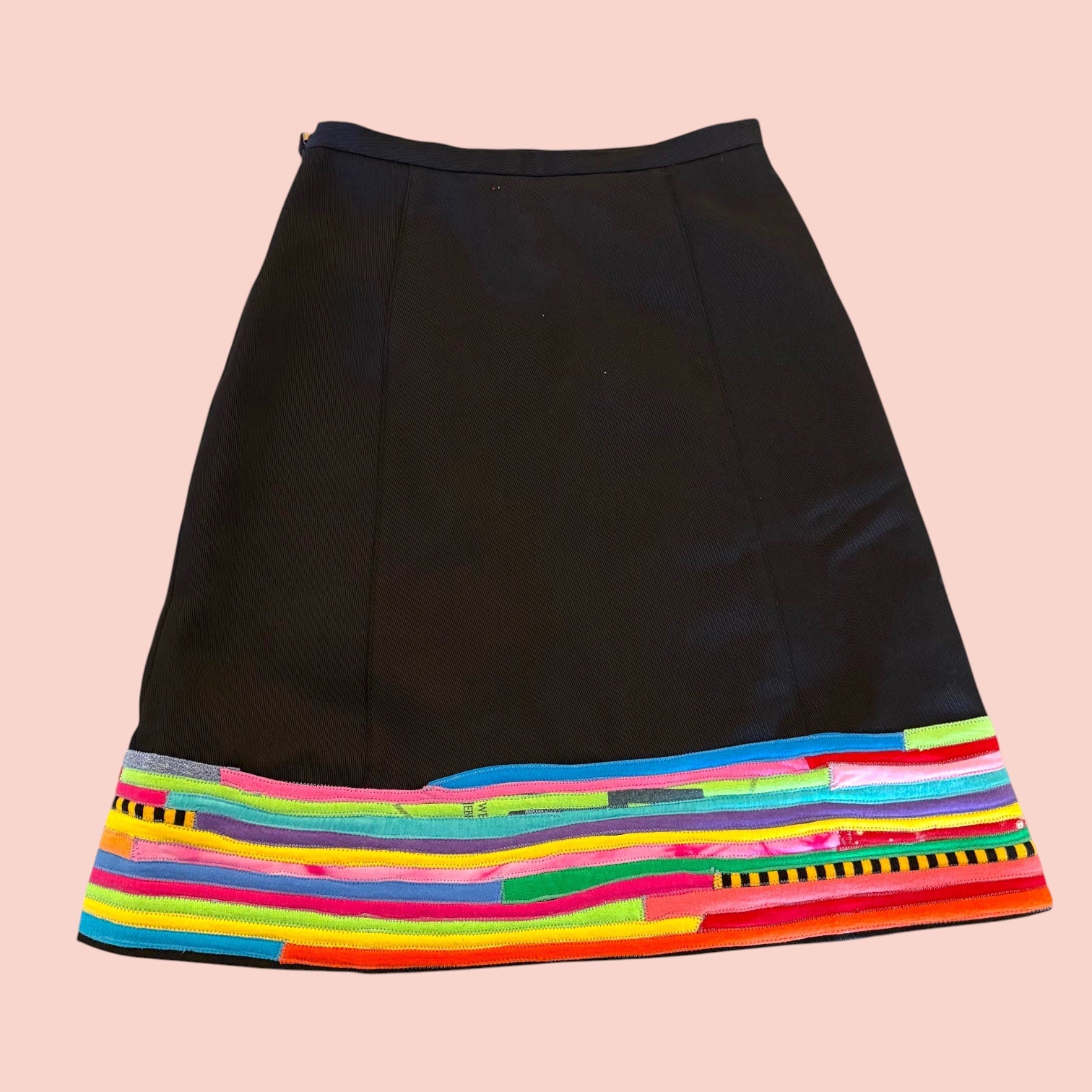 T-Shirt Strip and Denim Hamsa Mini Skirt