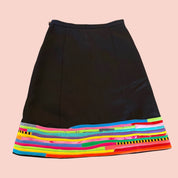T-Shirt Strip and Denim Hamsa Mini Skirt