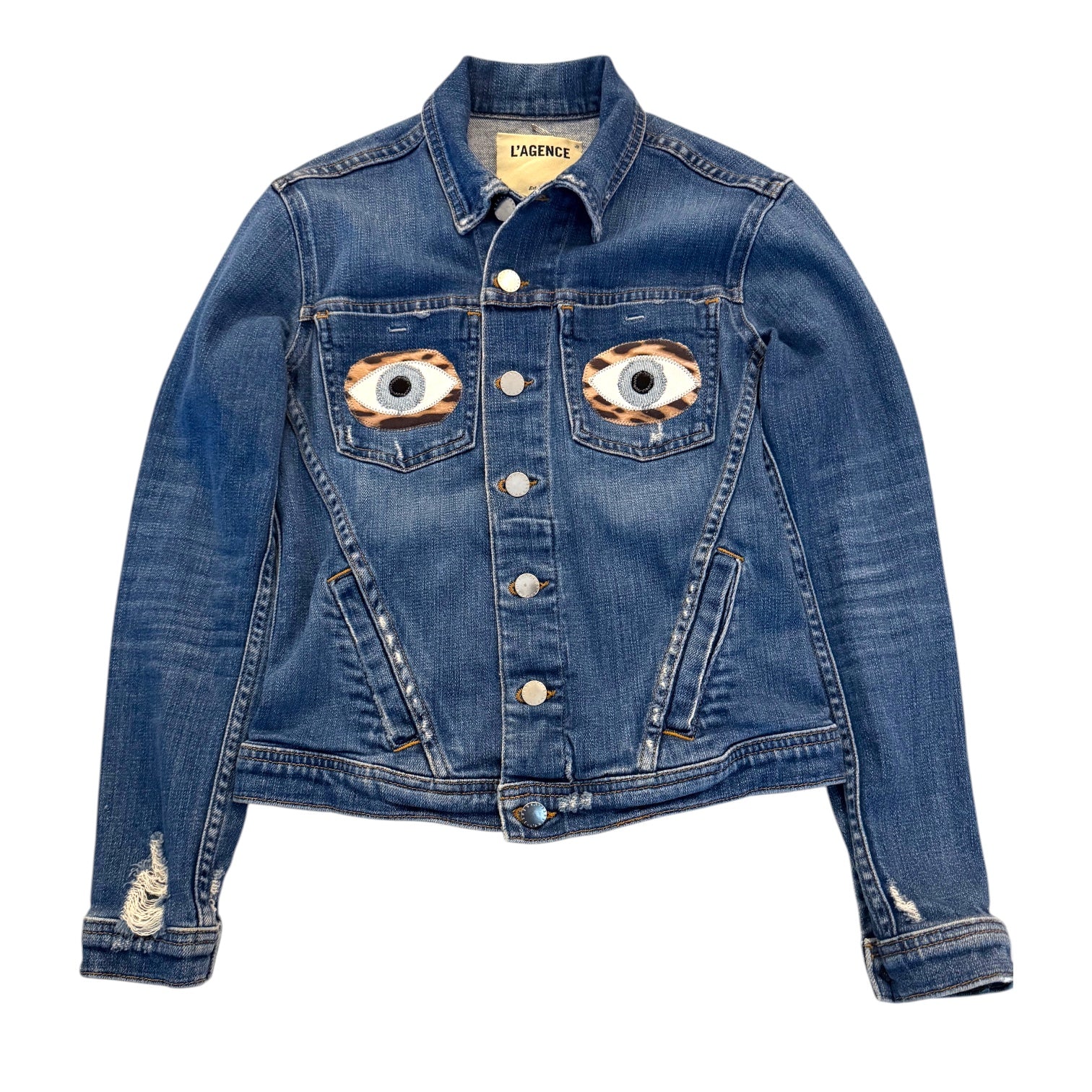 L'Agence Distressed Denim Eye Jacket